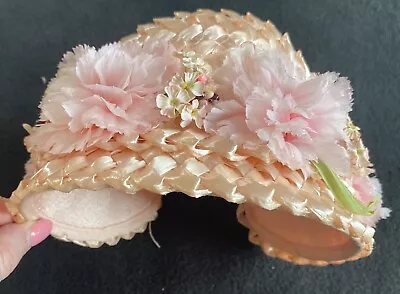 Vintage Children’s Pink Easter Sunday Bonnet Hat 1950’s Floral Beautiful! • $35.95