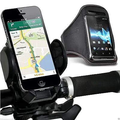 Quality Bike Bicycle Handlebar Phone Holder+Sports Armband Case Cover✔Grey • £12.95