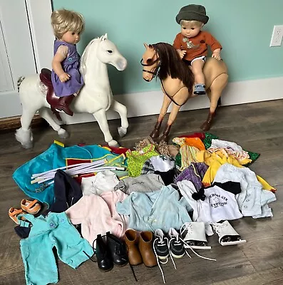 American Girl Itty Bitty Blonde Boy/Girl Twins + Horses Tent & Loads Of Clothes • $150