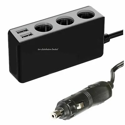12V 24V Volt 2 USB + 3 Multi Socket Car Van HGV Cigarette Lighter Plug Adapter N • £6.99