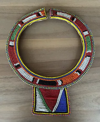 Maasai Beaded Necklace Collar Handmade Tribal Wedding Ceremonial Colorful RARE • $200