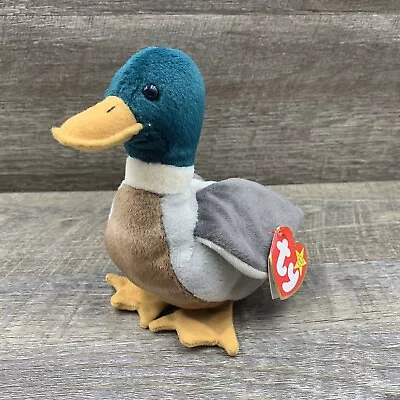 Vintage TY Beanie Babies Jake The Duck 6  Plush Toy Stuffed Animal Mallard NWT! • $9.75