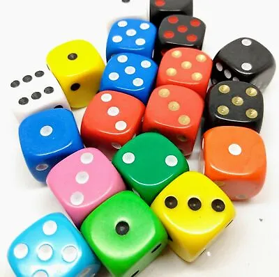 Dice 16mm D6 Six Sided Spot Dice In Various Colours. Packs Of 10 • £2.99