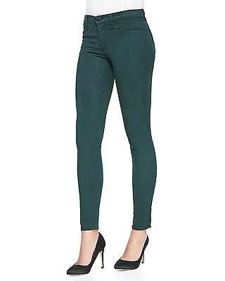 New $185 J BRAND 485 FORREST GREEN SATEEN MID SUPER SKINNY LEGGING JEANS 25 620 • $40.04