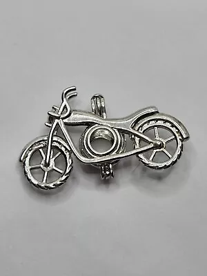 Motorcycle Pearl Cage Pendant 925 Sterling Silver • $5.09