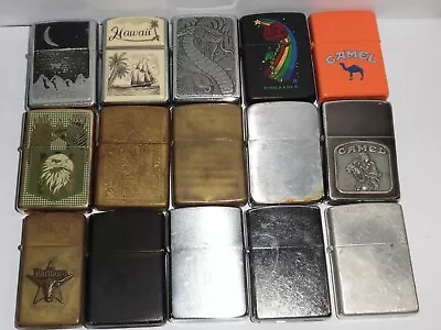 Zippo Lighter Lot. 15 Zippo Lighters Including Camel & Marlboro. All Used. • $112.50