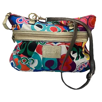 COACH Poppy PopC Graffiti Groovy Retro Shoulder Hand Bag Large Purse #F20080 • $59.49