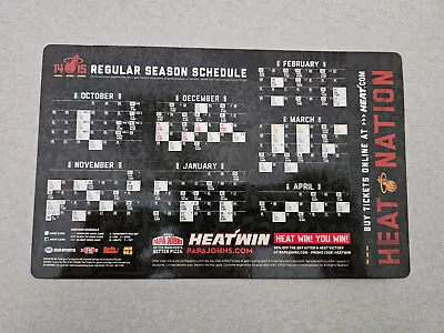 MS20 Miami Heat 2014/15 NBA Basketball Magnet Schedule - Papa John's Pizza • $2