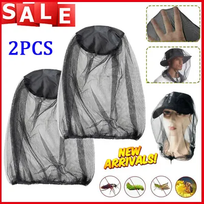 2X Midge Mosquito Net Insect Hat Bug Mesh Head Net Face Protector Travel Camping • £4.48