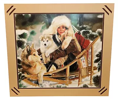 Maija SIGNED Wilderness Run Native American Woman And Sled Dogs Matted Print • $22.90