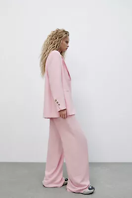 $69 • Buy Nwt Zara Women's Asymmetric Seam Long Blazer Pastel Pink Jacket Size S 2010/769
