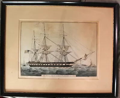 N. Currier Lithograph  The United States Frigate St Lawrence  50 Guns • $500