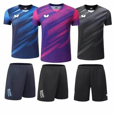 New Men's Badminton Set T-Shirts +Shorts Table Tennis Clothes Sport Tops • £34.79