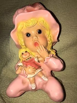 $25 • Buy Universal Statuary Girl And Doll Pink Artist Signed  V. Kendrick Creepy Cute 74