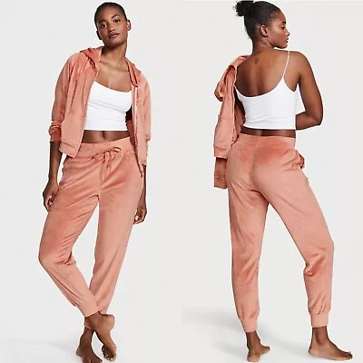 Victoria's Secret M TRACKSUIT SET Full-zip Hoodie Jogger CANYON ROSE VELOUR NEW • $114.23