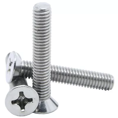 £0.99 • Buy M4 M5 M6 Phillips Countersunk Machine Screws A2 Stainless Steel Flat Head Bolts