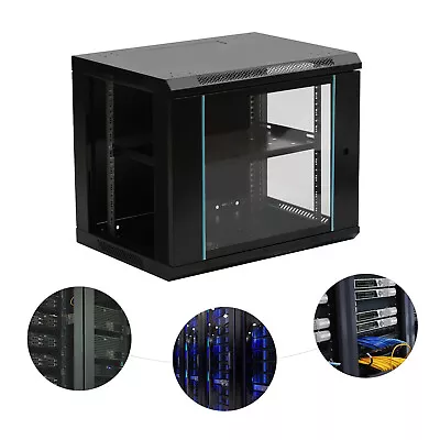 9U Wall-Mounted Network Cabinet Server Case Black Frame 600*450*500mm With Key • £97