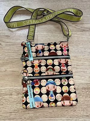 HARAJUKU LOVERS Smiling Faces Girls 3 Zipper Pockets Hand Bag Purse 100% Cotton • $13.85