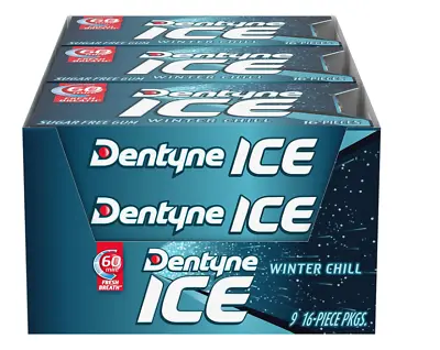 Dentyne Ice Winter Chill Sugar Free Gum 9 Packs Of 16 Pieces (144 Total Pieces) • $14.20
