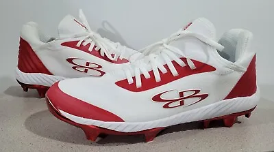 Boombah Baseball Softball Molded Cleats White Red Men's Size 10.5 • $35