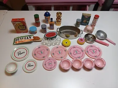 Mixed Lot Barbie Kitchen Littles Plates Bowls Cups Cookware Mini Brand Food • $35