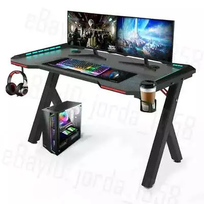 Adjustable Gaming Desk LED X Shape 120CM Carbon Fiber Racer Computer Table Offic • $29.99