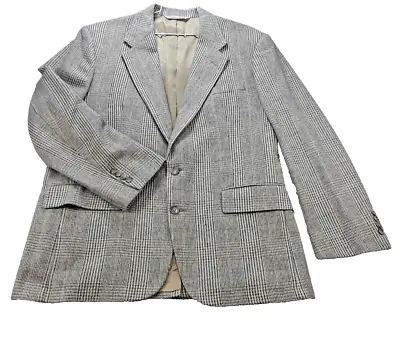 Stafford Sport Coat 43R Herringbone USA  Ivory Wool Polyester Blazer FREE TIE* • $42.87