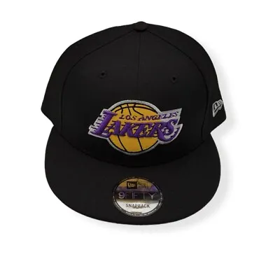 New Era Los Angeles Lakers 9Fifty Basic Black Adjustable Snapback Hat Cap • $37.99