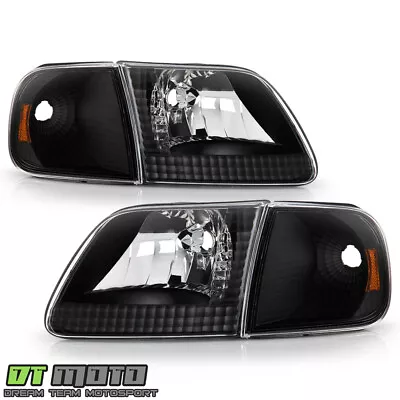 1997-2003 Ford F150 Expedition Black Headlights+Corner Signal Lights Left+Right • $66.99