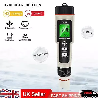 £23.98 • Buy Portable 4 In 1 Hydrogen-Rich Test Pen PH/ORP/TEMP Water Quality Meter Tester UK