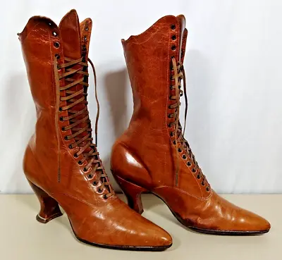 Antique Pair Of Victorian Leather Women's Children's Lace Up Boots • $99.99