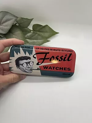 Vtg 1991 Fossil Metal Tin Box ~ Empty Metal Watch Container ~ Fossil Watches • $7