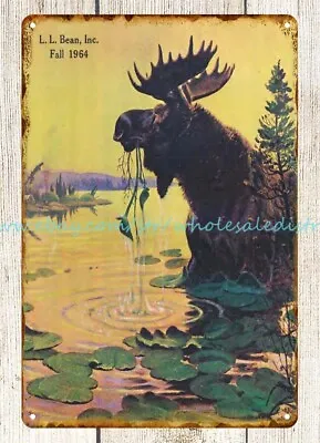 1964 L. L. Bean Outdoor Recreation Equipment Moose Metal Tin Sign Metal Wall Art • $18.96