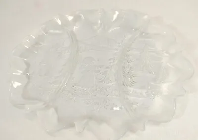 Mikasa Christmas Crystal Platter Holiday Tree Frost Clear Glass Oval Plate • $9.99