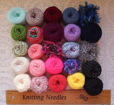 500 Gm Mixed Lot B🌸 25 Odd Ball Of Knitting Wool/Yarn 🌸  Multicolours Textures • £12.75