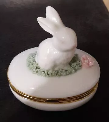 Vintage Enesco Bunny Rabbit W/hinged Trinket Box .... Cute .. 446645 • $5.30