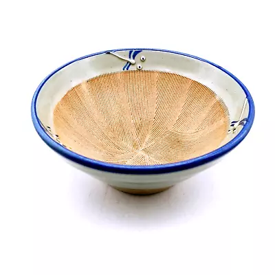 Vintage Suribachi Mortar Grinding Bowl 6  Ceramic Blue With Painted Dragonflies  • $24.99