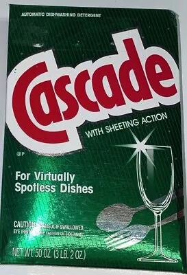 Vintage Cascade Automatic Dishwashing Detergent Soap Box Full 50OZ New King Size • $19.92