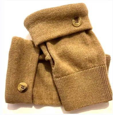 $33.49 • Buy Fingerless Gloves Camel Brown 100% Merino Wool M - L Medium - Large Mittens Tan