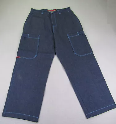 Vintage Solo Semore Jeans Men 38x34 Blue Denim Extra Baggy Cargo Dark Wash Pants • $129.98