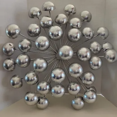 Multi Orb Wall Art Decor Silver Metal 23  Across Sun Rays Spheres Contemporary  • $29.95