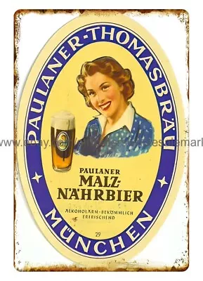 Interior Design Paulaner Malz Nahrbier Beer Bar Table Diner Metal Tin Sign • $18.98