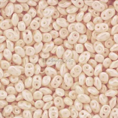 20g Czech SuperDuo 2-hole Beads - Opaque CHAMPAGNE LUSTER * 2.5x5mm • $3.48