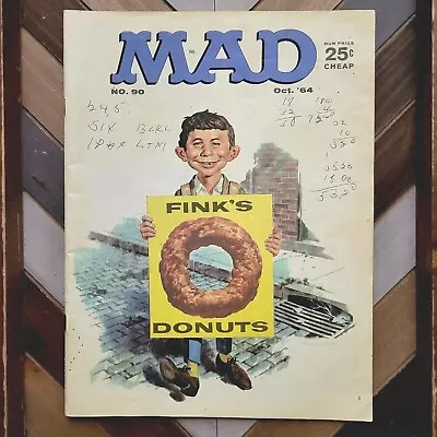 Vintage MAD Magazine #90 (Oct 1964)  FINK'S DONUTS  |  IF CELEBS RAN FOR OFFICE  • $12