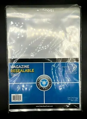 100 Sleeves Magazine Plastic Resealable Storage Bags 8 3/4  X 11 1/8  Acid Free • $15.95