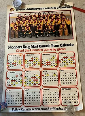 Original Vintage Poster VANCOUVER CANUCKS NHL Shoppers Calendar 1978-1979 • $17.50