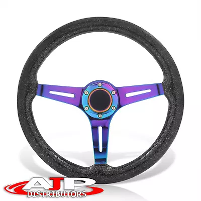 Deep Dish 6-Bolt Black Wood Neo Steel Steering Wheel W/ Horn Universal 350mm 14  • $54.99