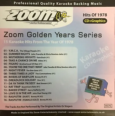 Zoom Golden Years CDG Disc- Karaoke Hits From The Year 1978 • £6.99