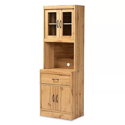 Baxton Studio Laurana 23.62  W Kitchen Storage Cabinet And Hutch Oak Brown • $222.62