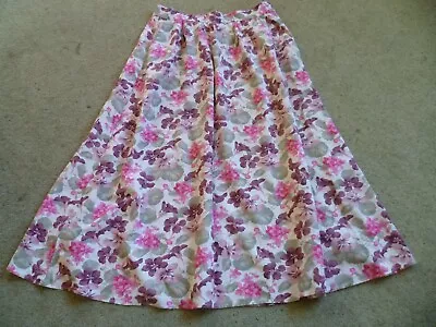 Laura Ashley Vintage Skirt Size 16 Pink Green Floral Pattern Made Great Britain • £12.50